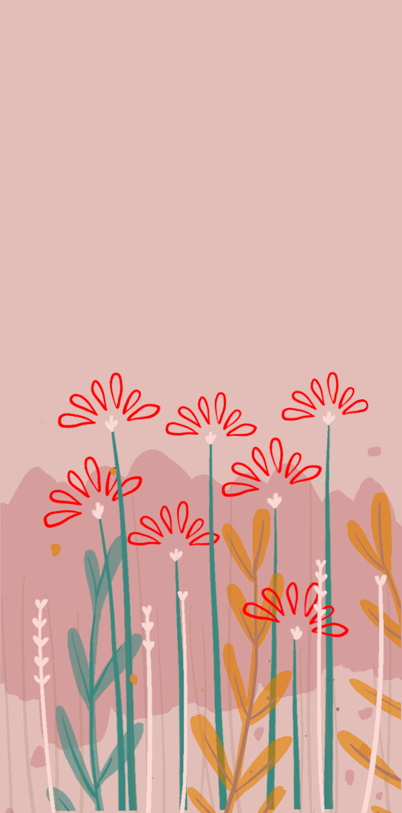 Wallpapermotiv mit roten Blumen für den Startbildschirm